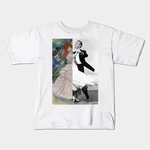 Dance at Bougival. by Pierre-Auguste Renoir and Fred Astaire Kids T-Shirt by luigi-tarini